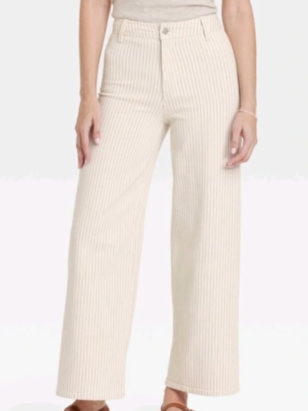 Universal Threads - Cream and Blue Stripe Sailor Wide Leg Jeans